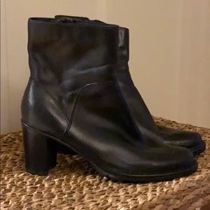 Indigo by Clark’s black leather ankle boots.